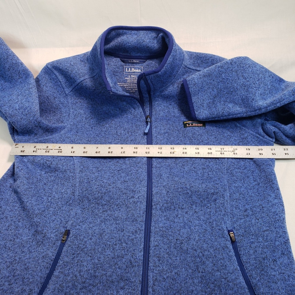 L.L. Bean Women Sweater Fleece Full Zip Jacket L Tall Blue 512751 - Picture 4 of 8